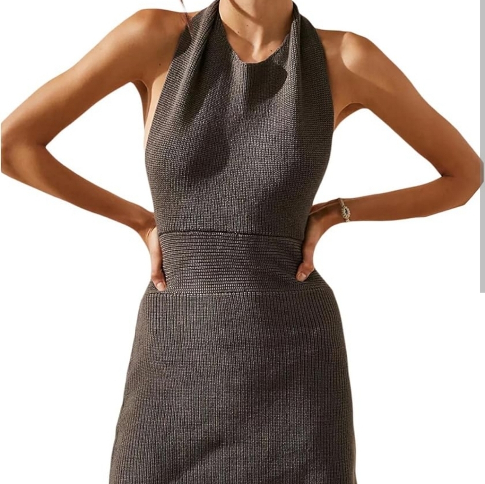 NWT Free People Beach Orchid Convertible Low Back Gray Mini Dress sz S